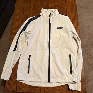 Hollister White Windbreaker with Black Accents